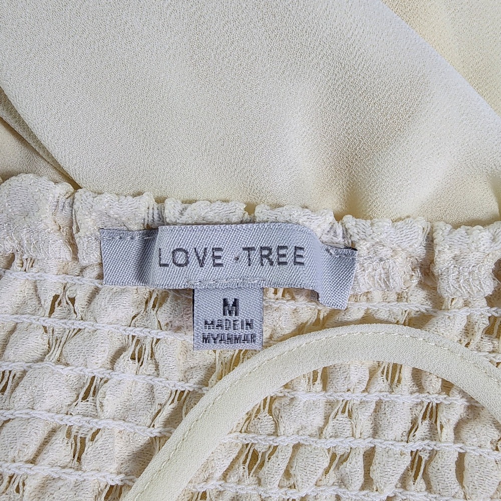 Womens Boho Lace Bodice Mini Dress Medium Cream Neutral Feminine Dainty Coquette - Picture 6 of 12